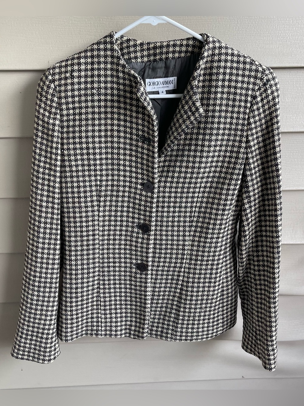 Vintage Giorgio Armani Houndstooth Wool Blazer Jacket Womens Size 4 Structured